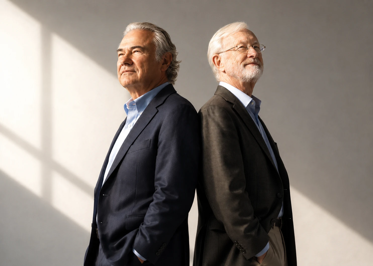 Illustrative portrait of David Teece and Charles O’Reilly for Strategy at the Source